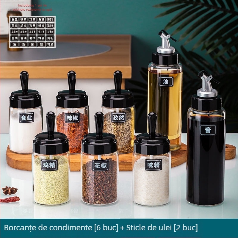 Recipient de ulei din sticlă borosilicată de înaltă calitate, sigilat, rezistent la temperaturi, cu deschidere și închidere automate, potrivit pentru ulei, oțet și condimente