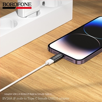 BOROFONE BV26A adaptor reîncărcabil de la iP masculin la Type-C feminin