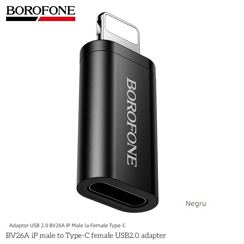 BOROFONE BV26A adaptor reîncărcabil de la iP masculin la Type-C feminin