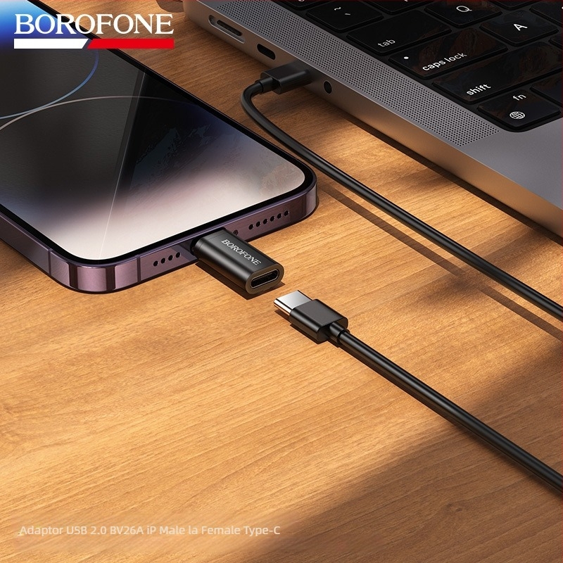 BOROFONE BV26A adaptor reîncărcabil de la iP masculin la Type-C feminin