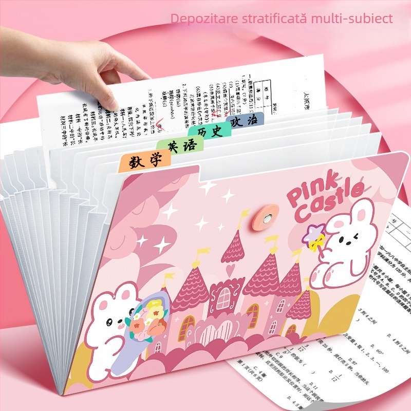 Dosar acordeon pentru documente, plastic transparent, 12 buzunare, grosime 0,6 mm