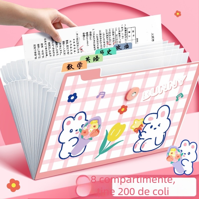 Dosar acordeon pentru documente, plastic transparent, 12 buzunare, grosime 0,6 mm