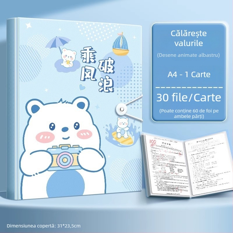 Mapă A4 pentru documente și partituri cu inserții transparente, material PP, 60 pagini, grosime 0.55 mm, Slow Work