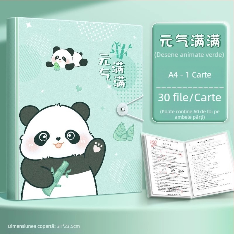 Mapă A4 pentru documente și partituri cu inserții transparente, material PP, 60 pagini, grosime 0.55 mm, Slow Work