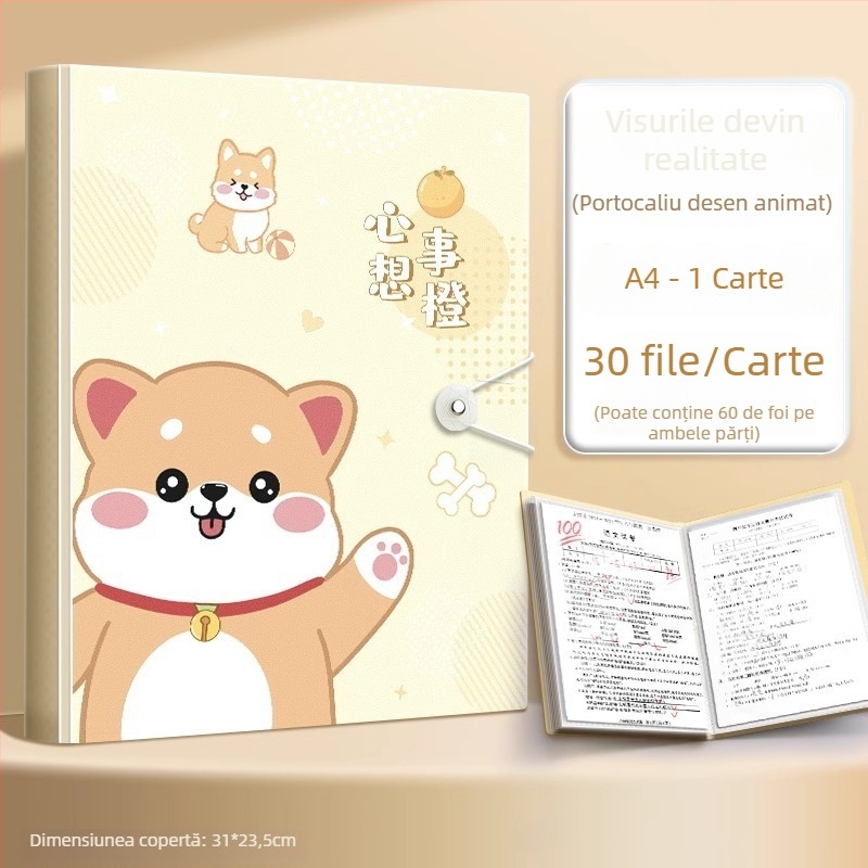 Mapă A4 pentru documente și partituri cu inserții transparente, material PP, 60 pagini, grosime 0.55 mm, Slow Work