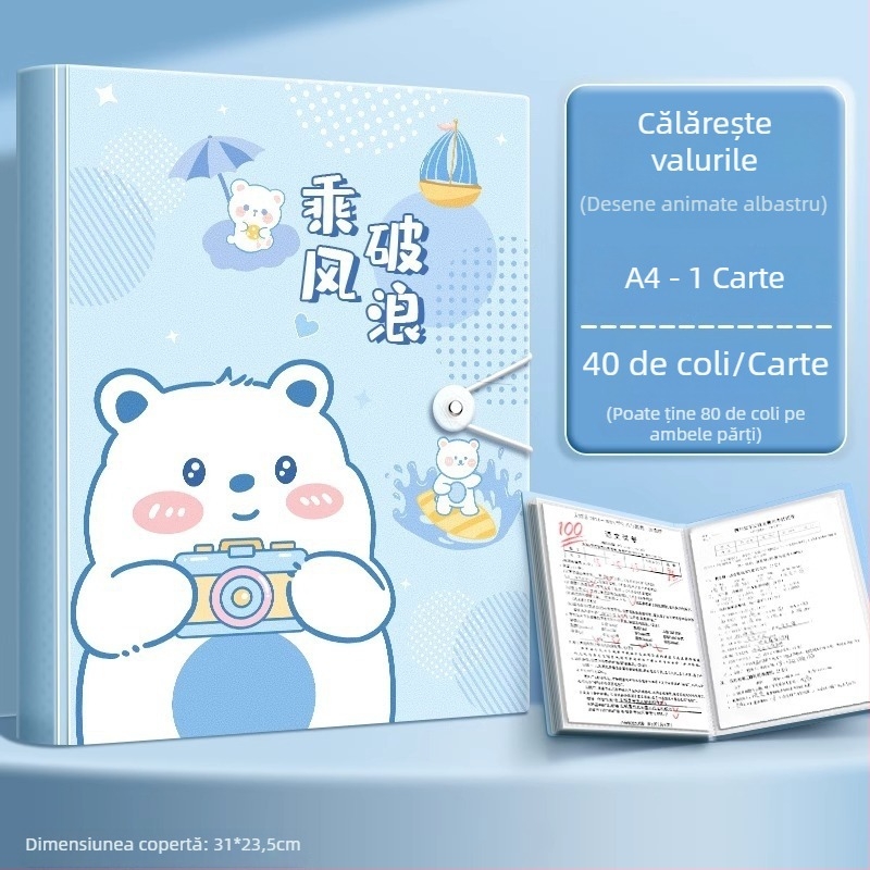 Mapă A4 pentru documente și partituri cu inserții transparente, material PP, 60 pagini, grosime 0.55 mm, Slow Work