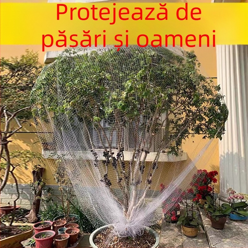 Plasă anti-păsări pentru pomi fructiferi, cireși, struguri și legume; plasă din nailon cu găuri de 2 cm