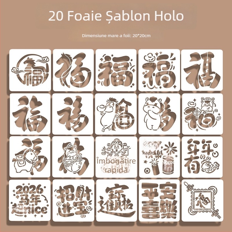 Șablon decupat pentru ștampilare cu motivul Anul Calului – kit pentru ștampilare, stil modern minimalist, cadou de afaceri