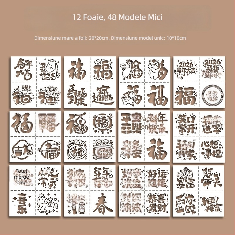 Șablon decupat pentru ștampilare cu motivul Anul Calului – kit pentru ștampilare, stil modern minimalist, cadou de afaceri