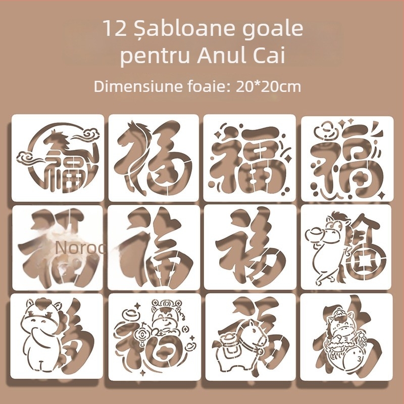 Șablon decupat pentru ștampilare cu motivul Anul Calului – kit pentru ștampilare, stil modern minimalist, cadou de afaceri