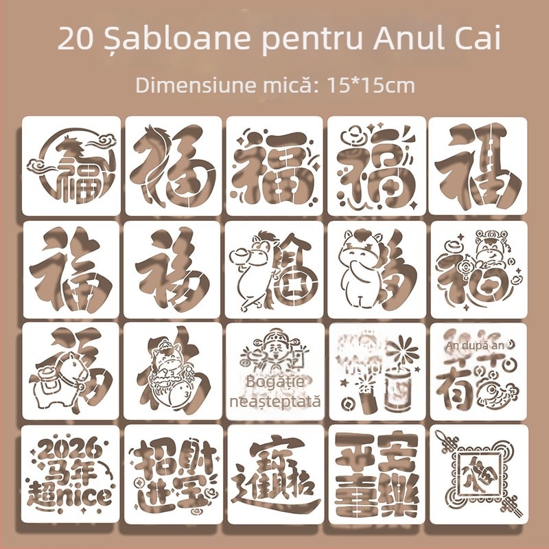 Șablon decupat pentru ștampilare cu motivul Anul Calului – kit pentru ștampilare, stil modern minimalist, cadou de afaceri