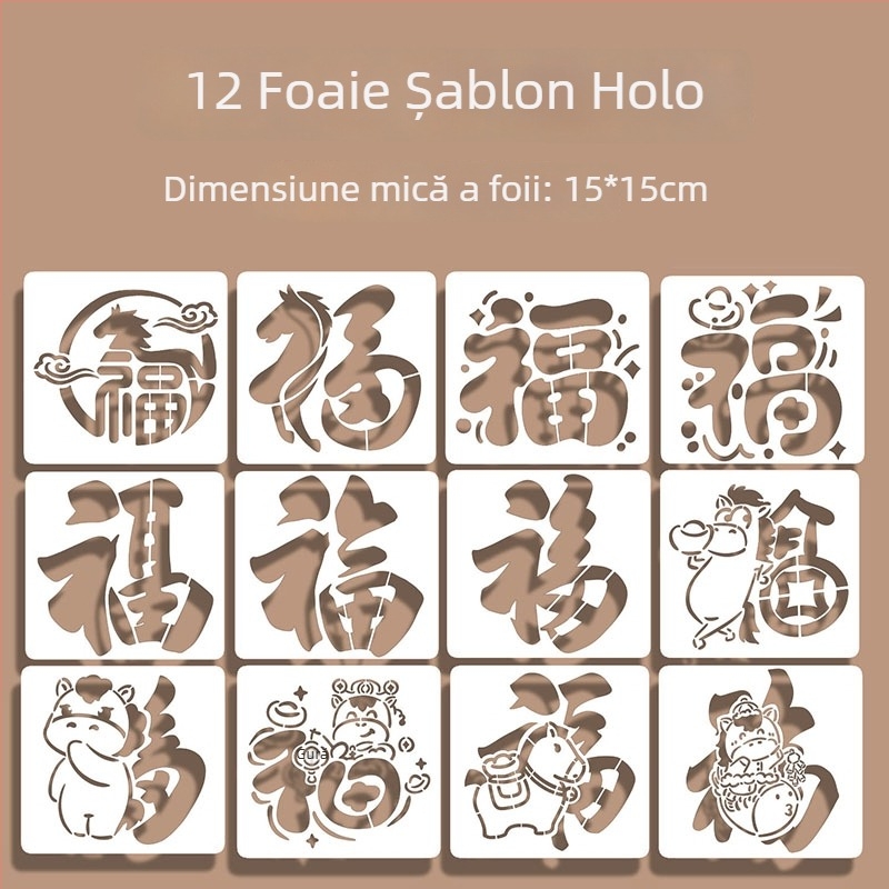 Șablon decupat pentru ștampilare cu motivul Anul Calului – kit pentru ștampilare, stil modern minimalist, cadou de afaceri