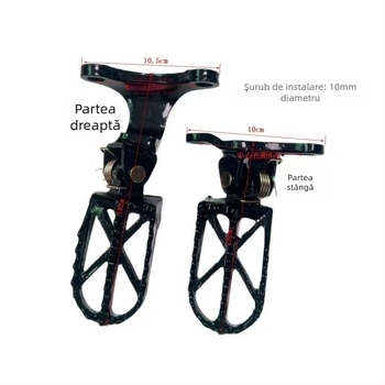 Pedale frontale din aliaj de aluminiu și placă de pedală spate întărită pentru motocicletă off-road CQR, finisaj vopsire la cuptor