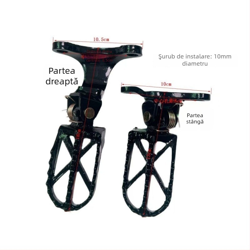 Pedale frontale din aliaj de aluminiu și placă de pedală spate întărită pentru motocicletă off-road CQR, finisaj vopsire la cuptor