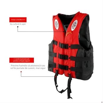 Vestă de salvare pentru adulți și copii, cu plutaj înalt, pentru înot, pescuit și rafting.