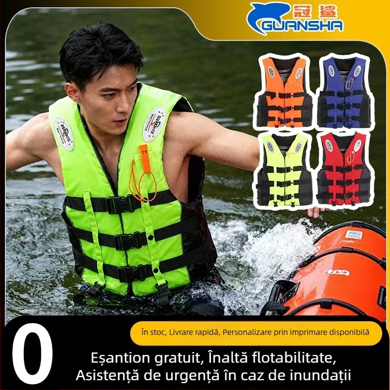 Vestă de salvare pentru adulți și copii, cu plutaj înalt, pentru înot, pescuit și rafting.