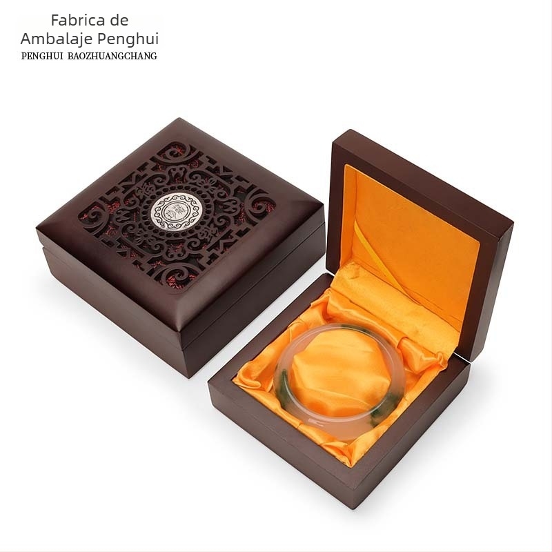 Cutie pentru bijuterii din lemn, design retro cu decupaje, material din placă densă/material compozit, brand Peng Hui, cutie de ambalare pentru bijuterii, origine Guangdong Foshan, China