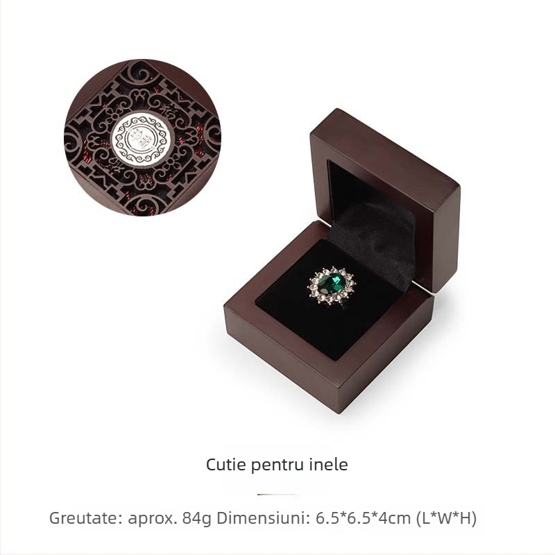 Cutie pentru bijuterii din lemn, design retro cu decupaje, material din placă densă/material compozit, brand Peng Hui, cutie de ambalare pentru bijuterii, origine Guangdong Foshan, China
