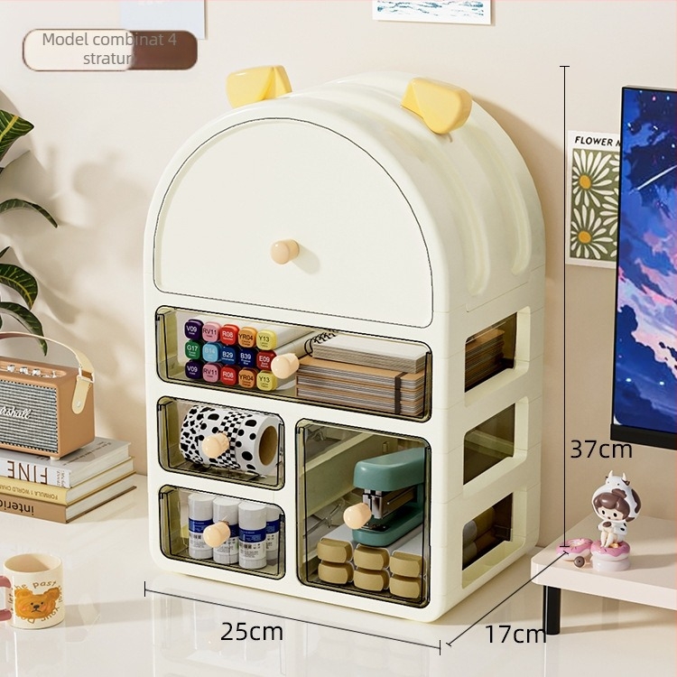 Cutie de depozitare pentru papetărie din PP, model 181, cu separatoare, stivuibilă, cu deschidere glisantă