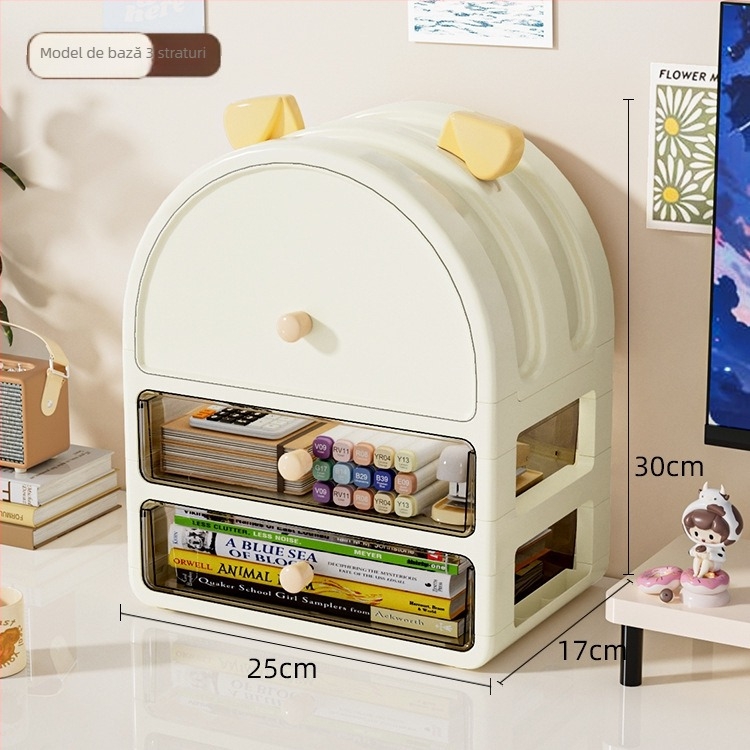 Cutie de depozitare pentru papetărie din PP, model 181, cu separatoare, stivuibilă, cu deschidere glisantă