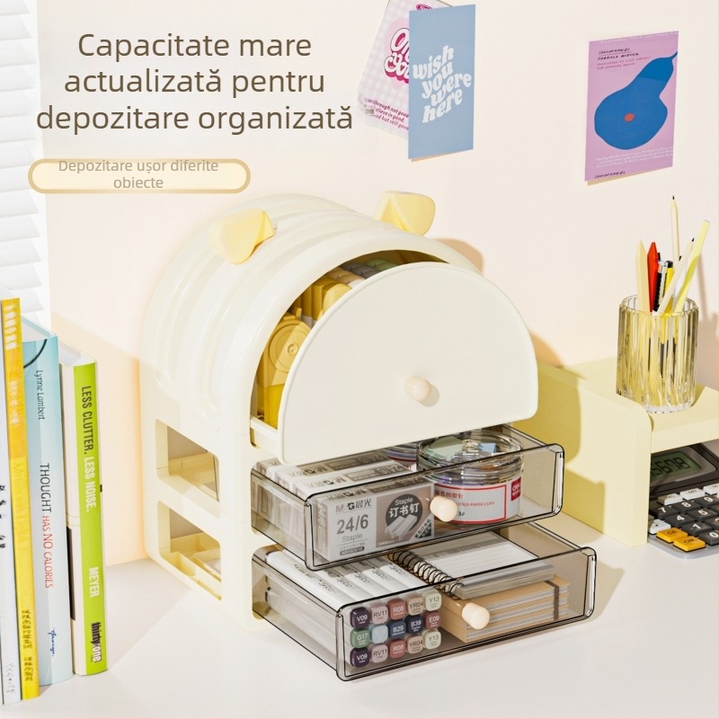 Cutie de depozitare pentru papetărie din PP, model 181, cu separatoare, stivuibilă, cu deschidere glisantă