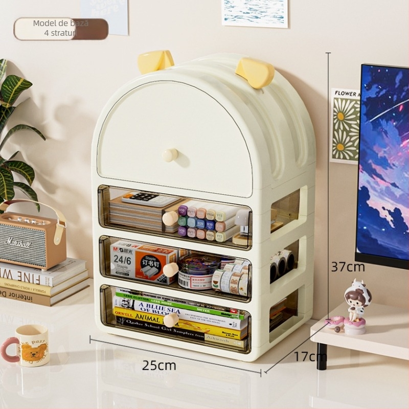 Cutie de depozitare pentru papetărie din PP, model 181, cu separatoare, stivuibilă, cu deschidere glisantă