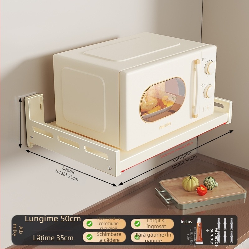 Raft de perete pentru cuptor cu microunde — oțel carbon, multifuncțional, montare pe perete, design dreptunghiular — Berya