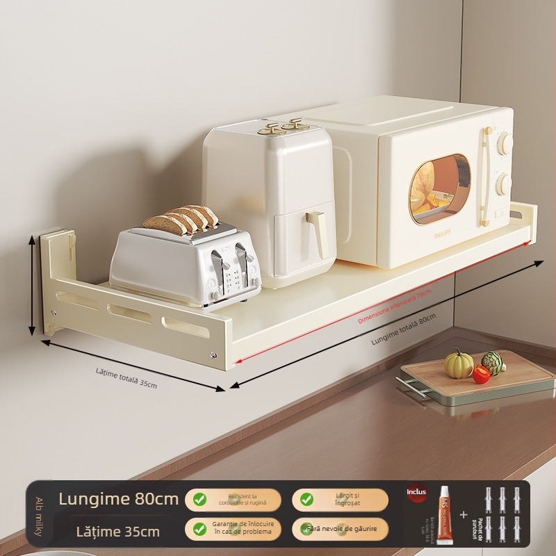 Raft de perete pentru cuptor cu microunde — oțel carbon, multifuncțional, montare pe perete, design dreptunghiular — Berya