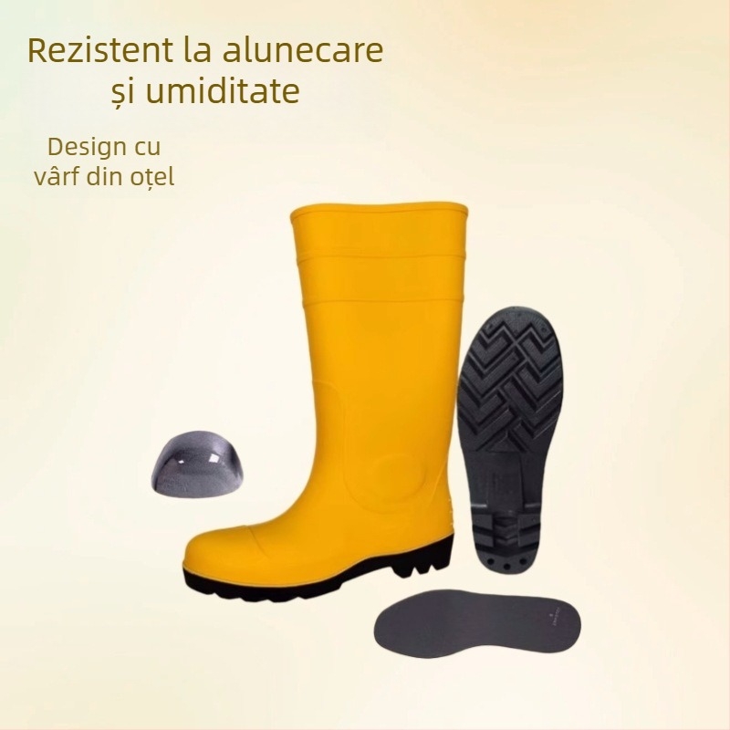 Cizme de ploaie din PVC, unisex, protecție împotriva loviturilor și perforării, rezistente la acizi și alcalii, rezistente la ulei, înălțime mare SS032-YB