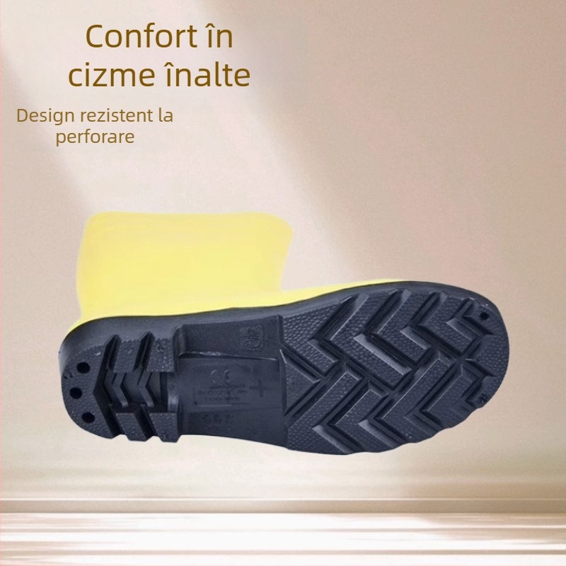 Cizme de ploaie din PVC, unisex, protecție împotriva loviturilor și perforării, rezistente la acizi și alcalii, rezistente la ulei, înălțime mare SS032-YB