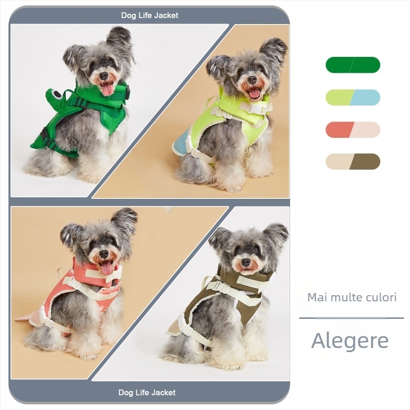BONAPET Vesta de salvare pentru câini, design piept-spate, material Oxford, guler detașabil pentru plutabilitate suplimentară