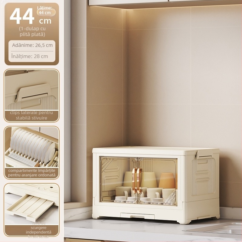 Kasna suport plastic pentru vase cu capac – uscător de vase pentru bucătărie, design modern minimalist