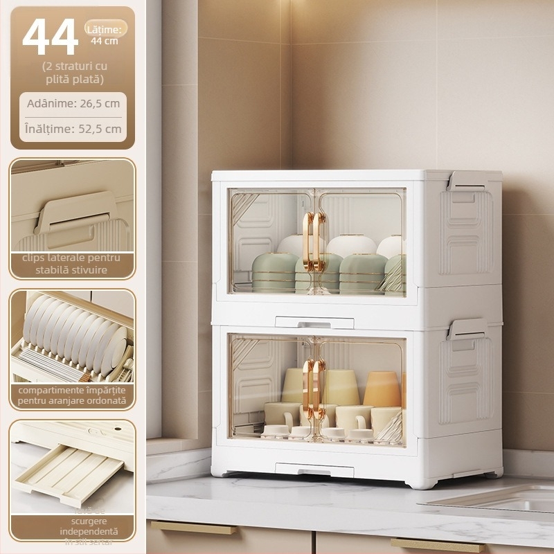 Kasna suport plastic pentru vase cu capac – uscător de vase pentru bucătărie, design modern minimalist