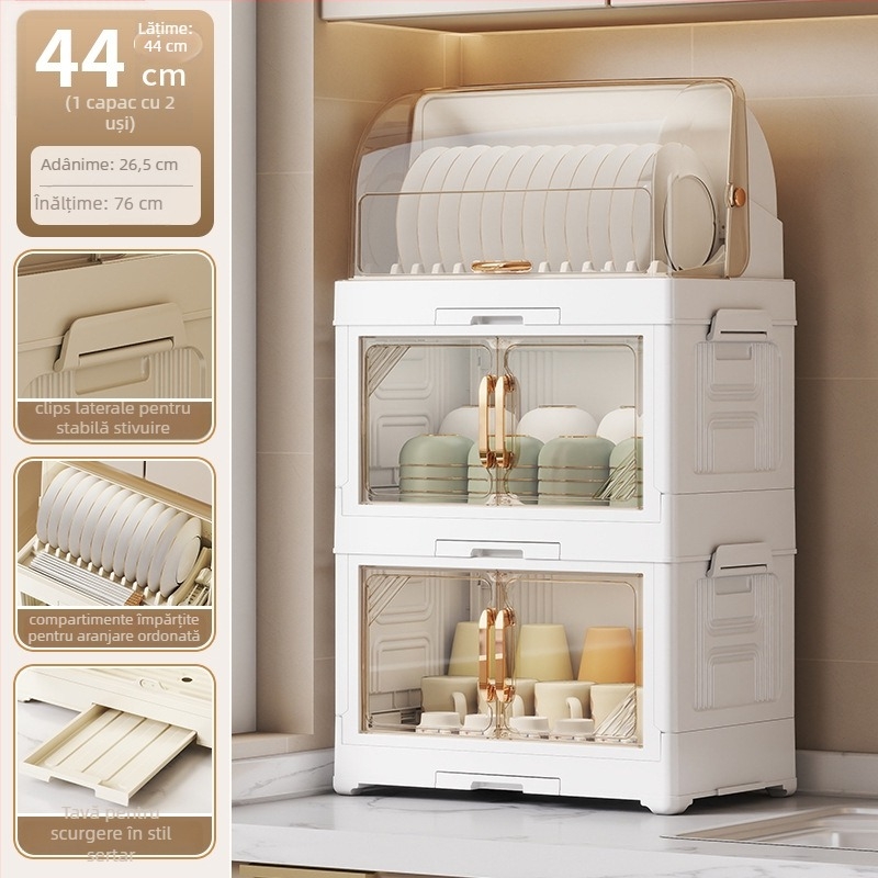 Kasna suport plastic pentru vase cu capac – uscător de vase pentru bucătărie, design modern minimalist