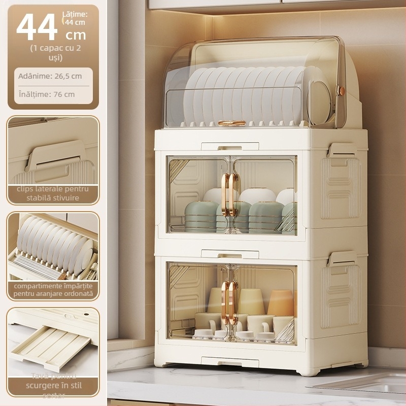 Kasna suport plastic pentru vase cu capac – uscător de vase pentru bucătărie, design modern minimalist