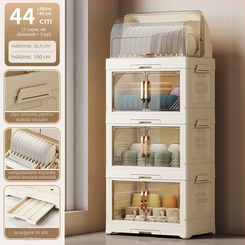 Kasna suport plastic pentru vase cu capac – uscător de vase pentru bucătărie, design modern minimalist