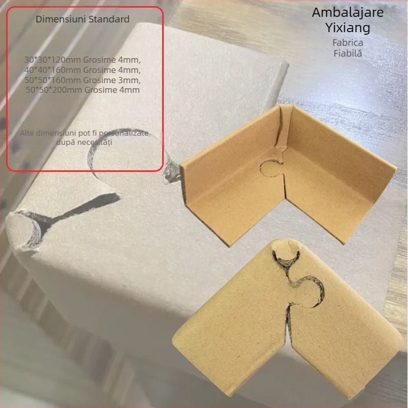 Protector de colț în formă de U din hârtie Kraft pentru ambalarea cartonelor și mobilierelor; design anti-coliziune; Material: carton Kraft