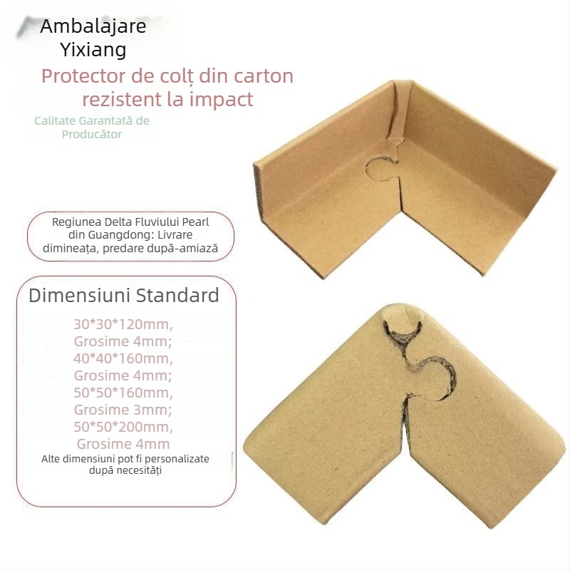 Protector de colț în formă de U din hârtie Kraft pentru ambalarea cartonelor și mobilierelor; design anti-coliziune; Material: carton Kraft