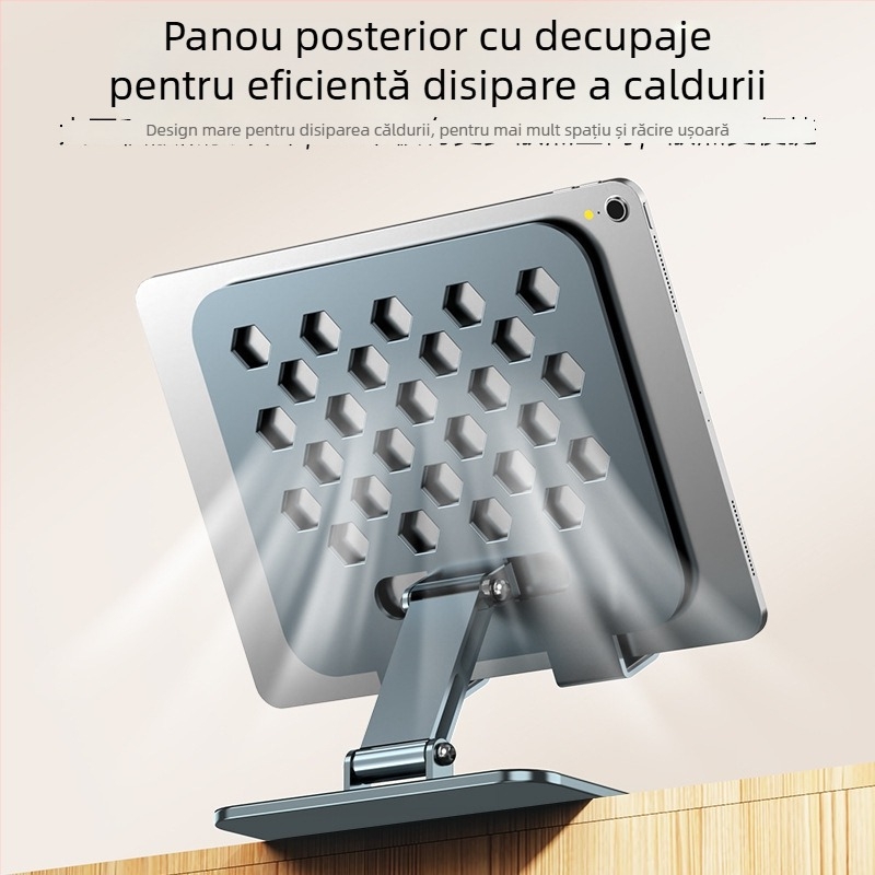 Suport pentru tabletă din metal, înălțime reglabilă, pliabil, rotire de 360°, compatibil cu iPad