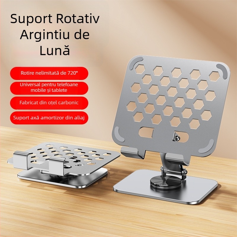 Suport pentru tabletă din metal, înălțime reglabilă, pliabil, rotire de 360°, compatibil cu iPad