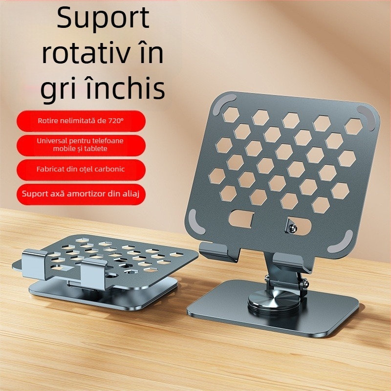 Suport pentru tabletă din metal, înălțime reglabilă, pliabil, rotire de 360°, compatibil cu iPad
