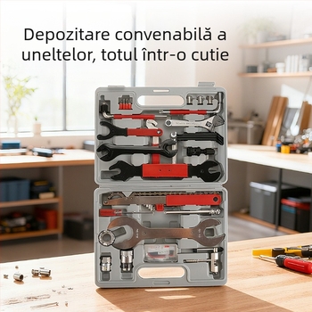 Set de unelte pentru repararea anvelopelor bicicletei, 44 de piese, unelte din oțel carbon