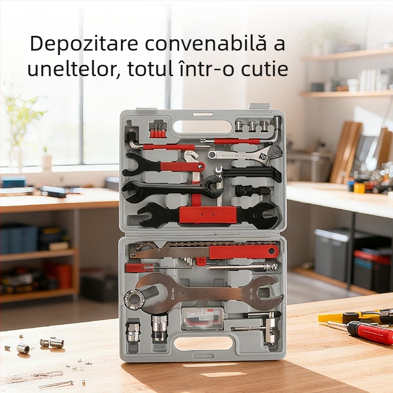 Set de unelte pentru repararea anvelopelor bicicletei, 44 de piese, unelte din oțel carbon