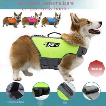 Vestă de salvare pentru câini – material Oxford, stil caricatură, personalizabilă, potrivită pentru Pomeranian, Corgi, Teddy, Bichon Frisé, Shiba Inu, Golden Retriever, Labrador