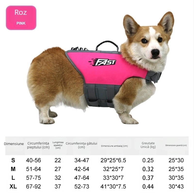 Vestă de salvare pentru câini – material Oxford, stil caricatură, personalizabilă, potrivită pentru Pomeranian, Corgi, Teddy, Bichon Frisé, Shiba Inu, Golden Retriever, Labrador