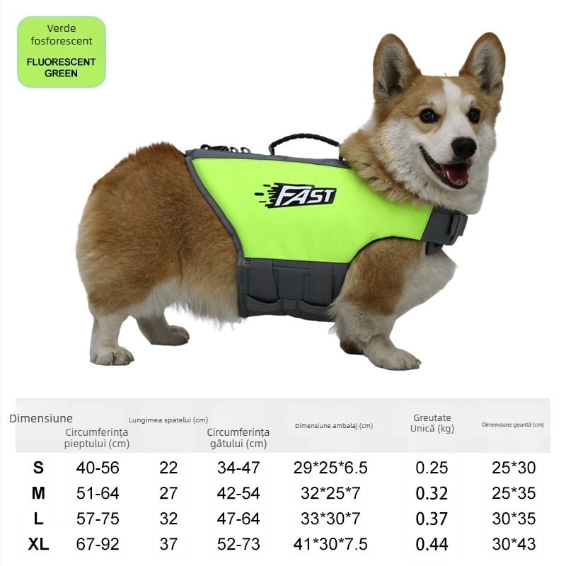 Vestă de salvare pentru câini – material Oxford, stil caricatură, personalizabilă, potrivită pentru Pomeranian, Corgi, Teddy, Bichon Frisé, Shiba Inu, Golden Retriever, Labrador