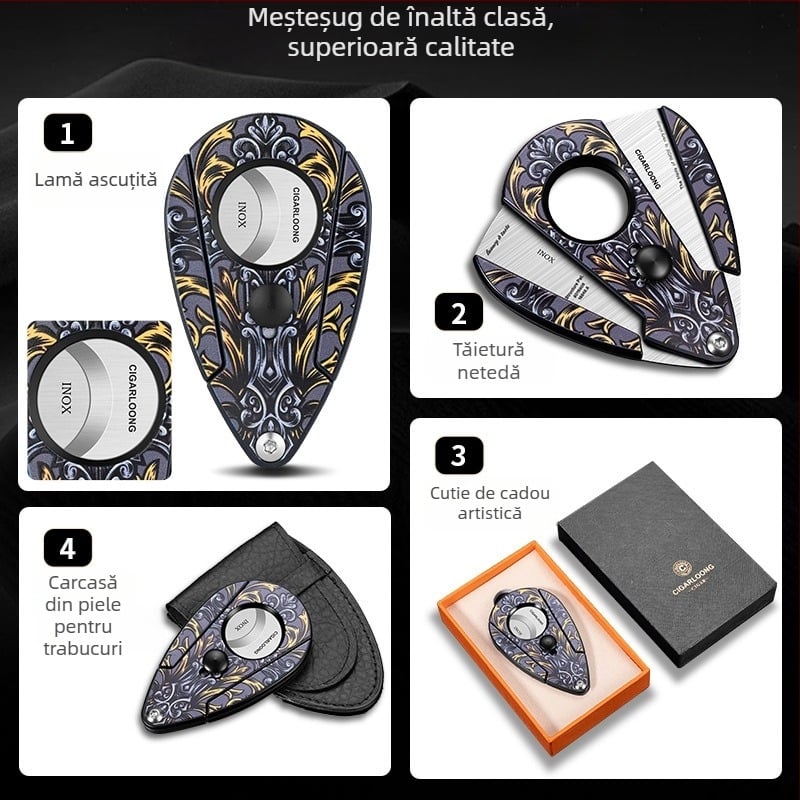 Tăietor de trabucuri Fan Sheng din oțel inoxidabil – lamă ascuțită, tăiere lină, design simplu, portabil