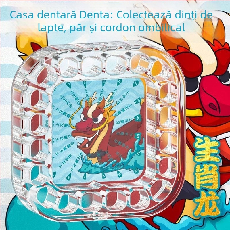 Cutie pentru dinți de lapte pentru copii, cutie acrilică, cutie anti-oxidantă pentru dinți, pentru vârsta 0–3 ani