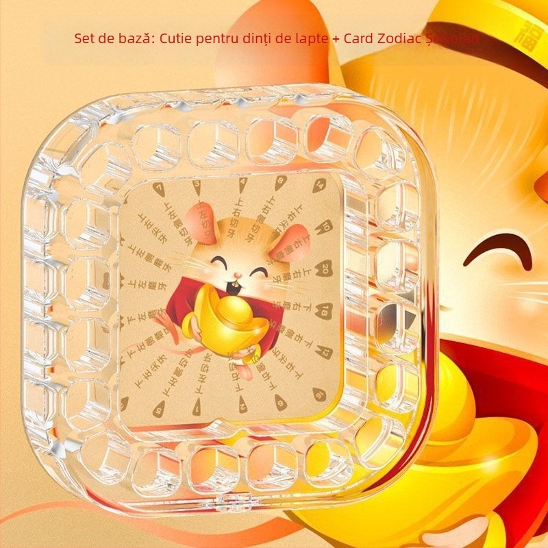 Cutie pentru dinți de lapte pentru copii, cutie acrilică, cutie anti-oxidantă pentru dinți, pentru vârsta 0–3 ani