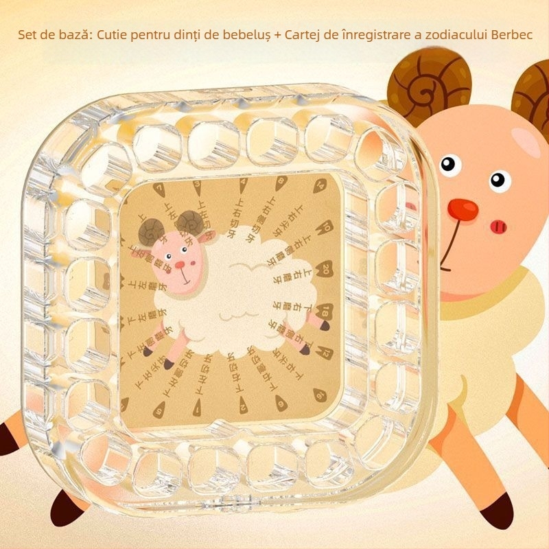 Cutie pentru dinți de lapte pentru copii, cutie acrilică, cutie anti-oxidantă pentru dinți, pentru vârsta 0–3 ani